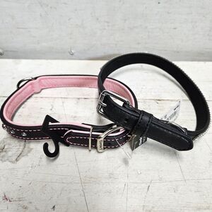 2 Circle T Fashion Leather 18" neck dog collars new nwt pet accessories pink